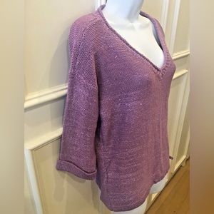 DKNY Jeans Purple Sequin Sweater Small V-neck
